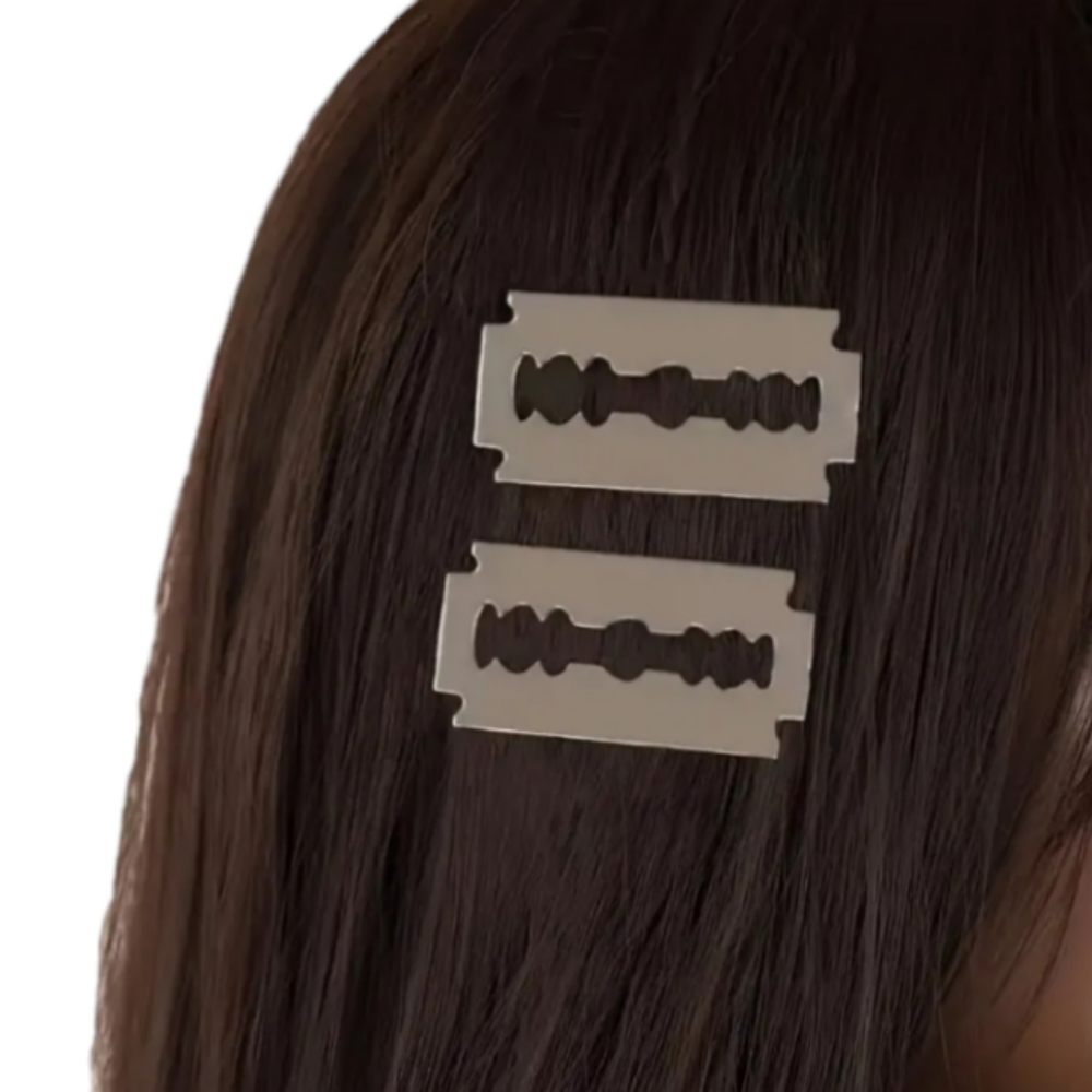 2 PC Set Razorblade Hair Clips - Picture 3 of 5